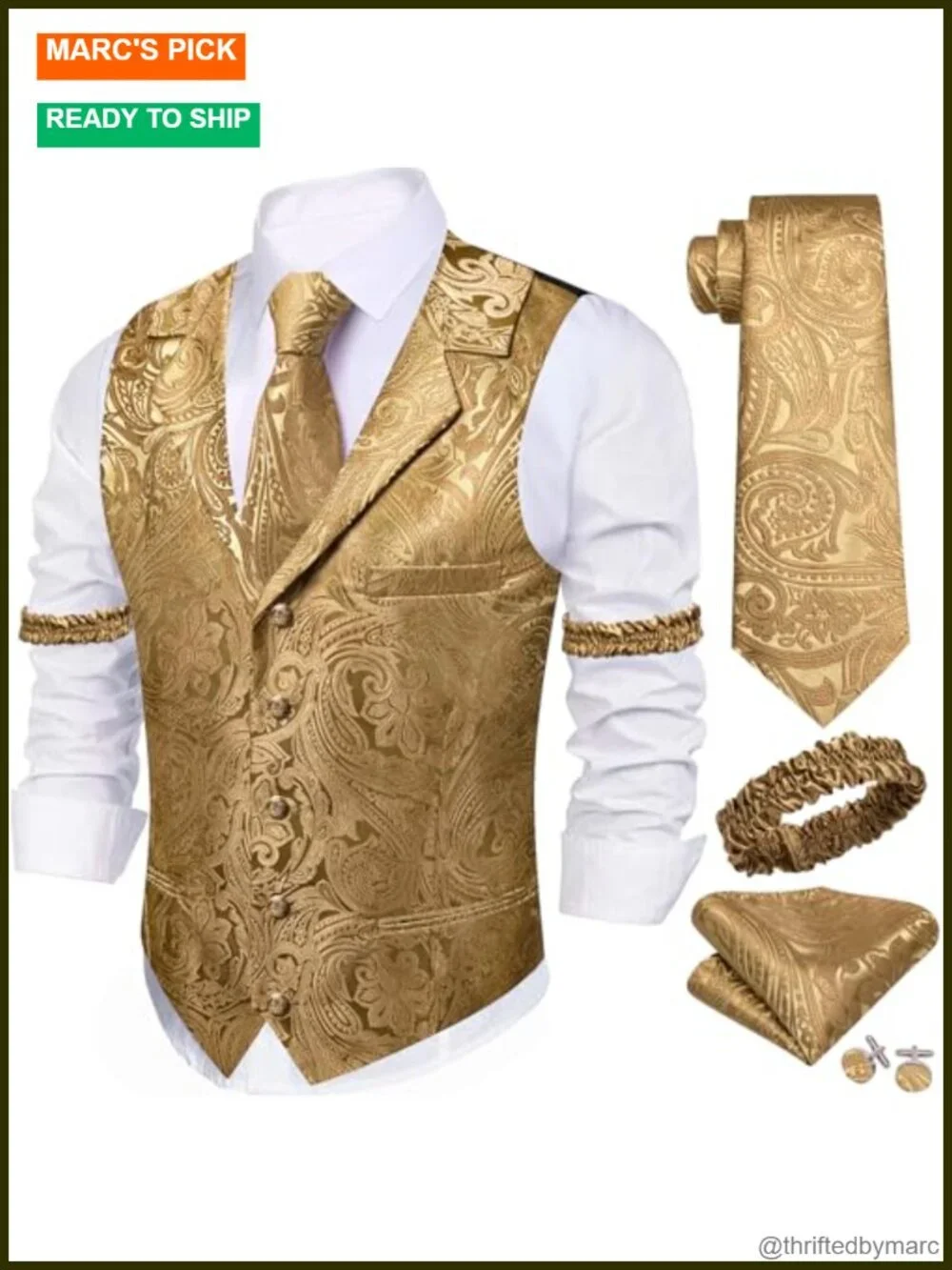 Mens Silk Paisley Vest Tie Set Formal Wedding Tuxedo Waistcoat